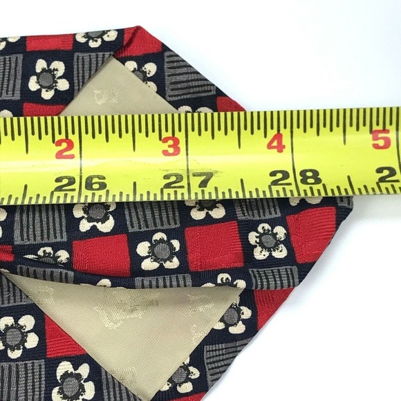 Robert Talbott Studio Nordstrom Silk Hand-sewn Red Navy Beige Floral Necktie 57" - Picture 10 of 10